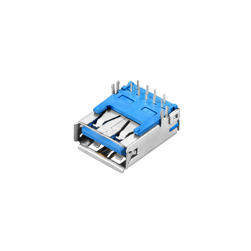 USB 3.0  , AType,Female,Right Angle Type°  DIP, Harpoon foot，No piping, I/O connector